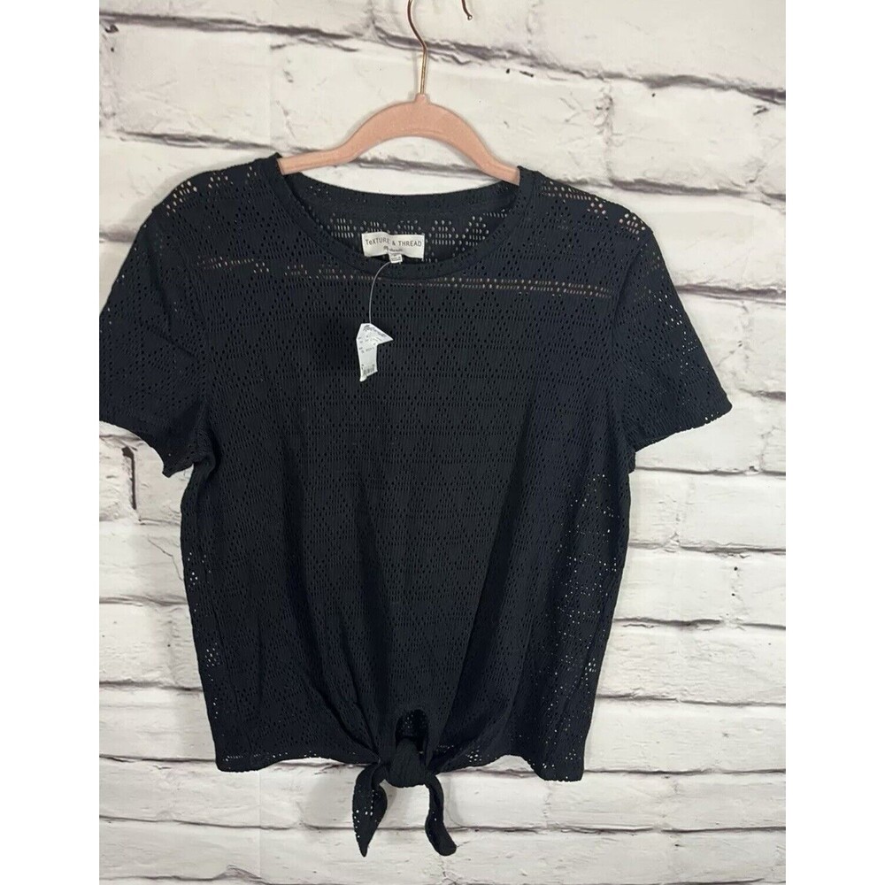 NWT Texture & Thread Madewell Womens Size M Black Short Sleeve Shirt
